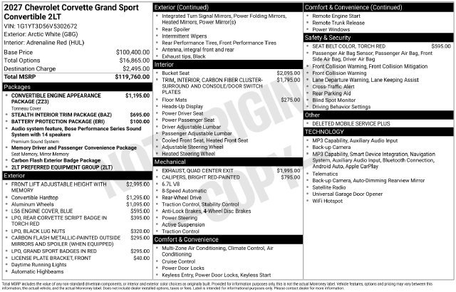 New 2027 Chevrolet Corvette Grand Sport RWD image 4