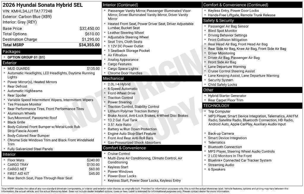 New 2026 Hyundai Sonata SEL FWD image 97