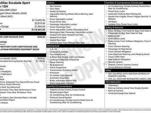 Used 2024 Cadillac Escalade Sport Platinum w/ LPO, Floor Liner Package image 6