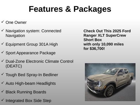 Certified 2025 Ford Ranger XLT w/ Equipment Group 301A High AWD/4WD image 4