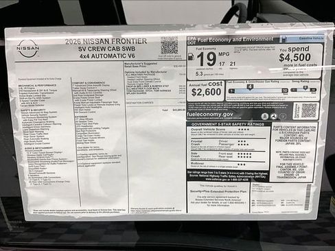 New 2026 Nissan Frontier SV AWD/4WD image 40