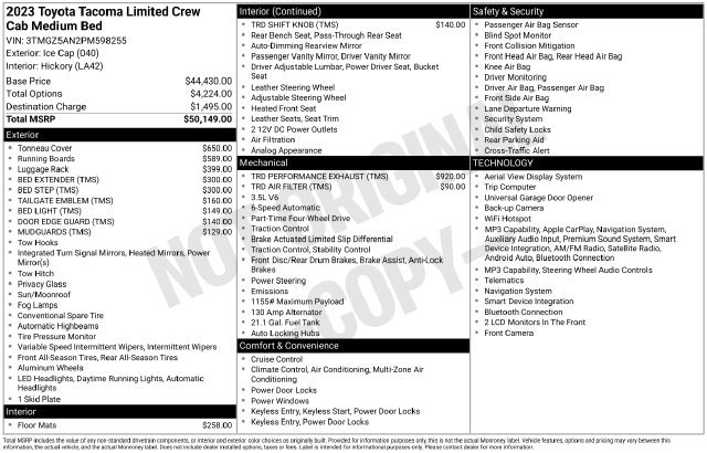 Certified 2023 Toyota Tacoma Limited AWD/4WD image 44