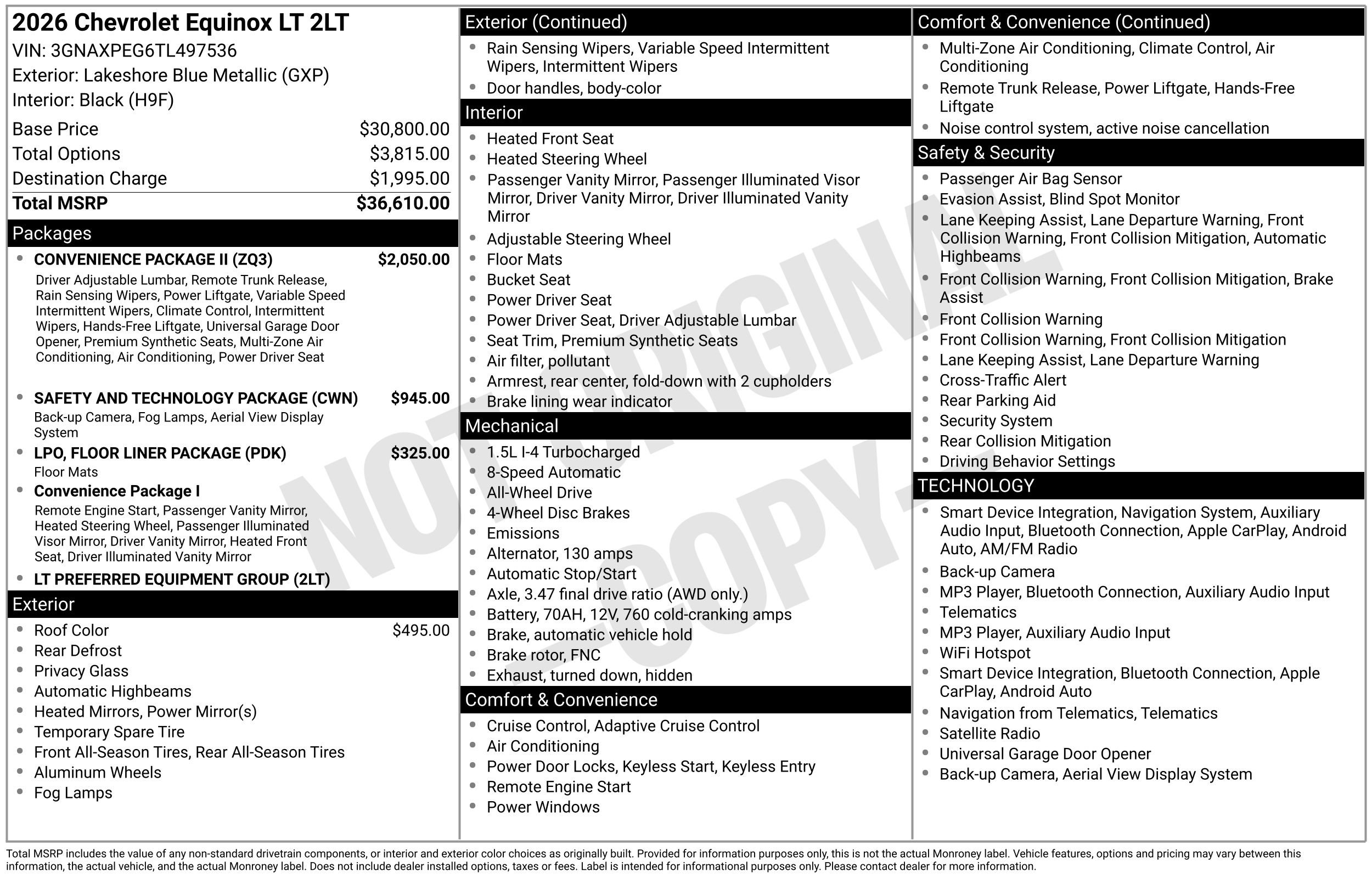 New 2026 Chevrolet Equinox LT w/ Convenience Package II AWD/4WD image 3