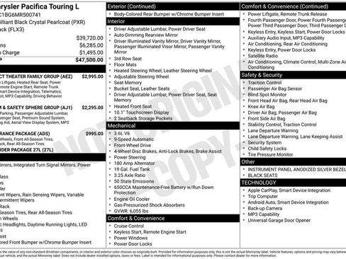 Used 2021 Chrysler Pacifica Touring-L w/ Uconnect Theater Family Group FWD image 11