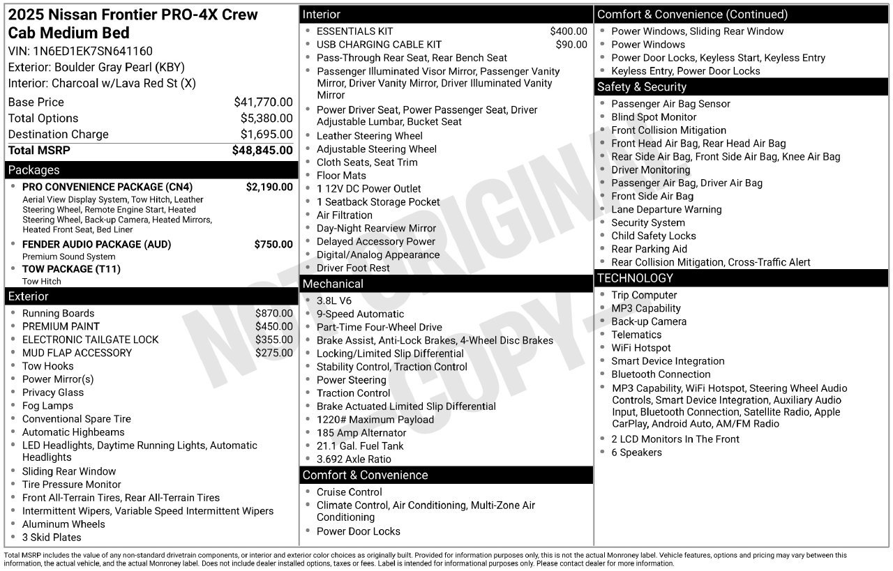 Certified 2025 Nissan Frontier PRO-4X w/ Pro Convenience Package AWD/4WD image 37