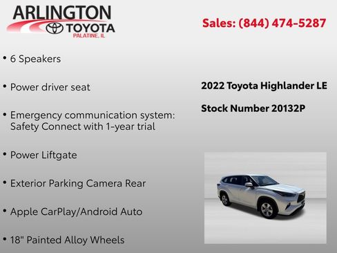 Used 2022 Toyota Highlander LE AWD/4WD image 2