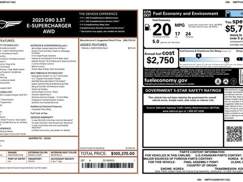 Used 2023 Genesis G90 3.5T image 71