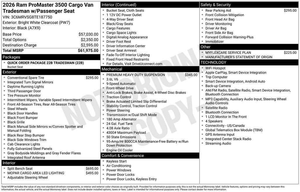 New 2026 RAM ProMaster 3500 FWD image 9