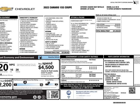 Used 2022 Chevrolet Camaro SS RWD image 4