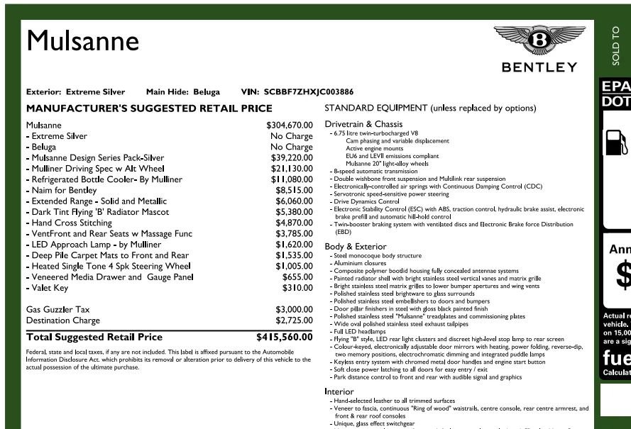 Used 2018 Bentley Mulsanne RWD image 7