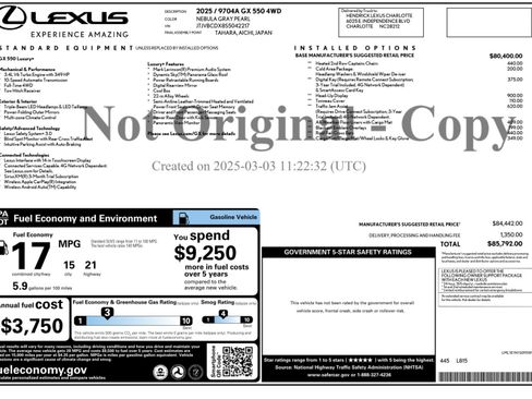 Used 2025 Lexus GX 550 w/ Accessory Package (2T) AWD/4WD image 60