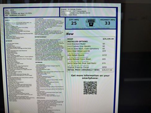 Used 2015 Subaru Outback 2.5i image 22