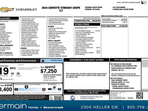 Used 2024 Chevrolet Corvette Stingray Coupe w/ Z51 Performance Package image 30