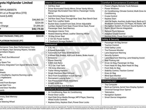 Used 2018 Toyota Highlander Limited Platinum w/ Carpet Mat Package (TMS) image 39