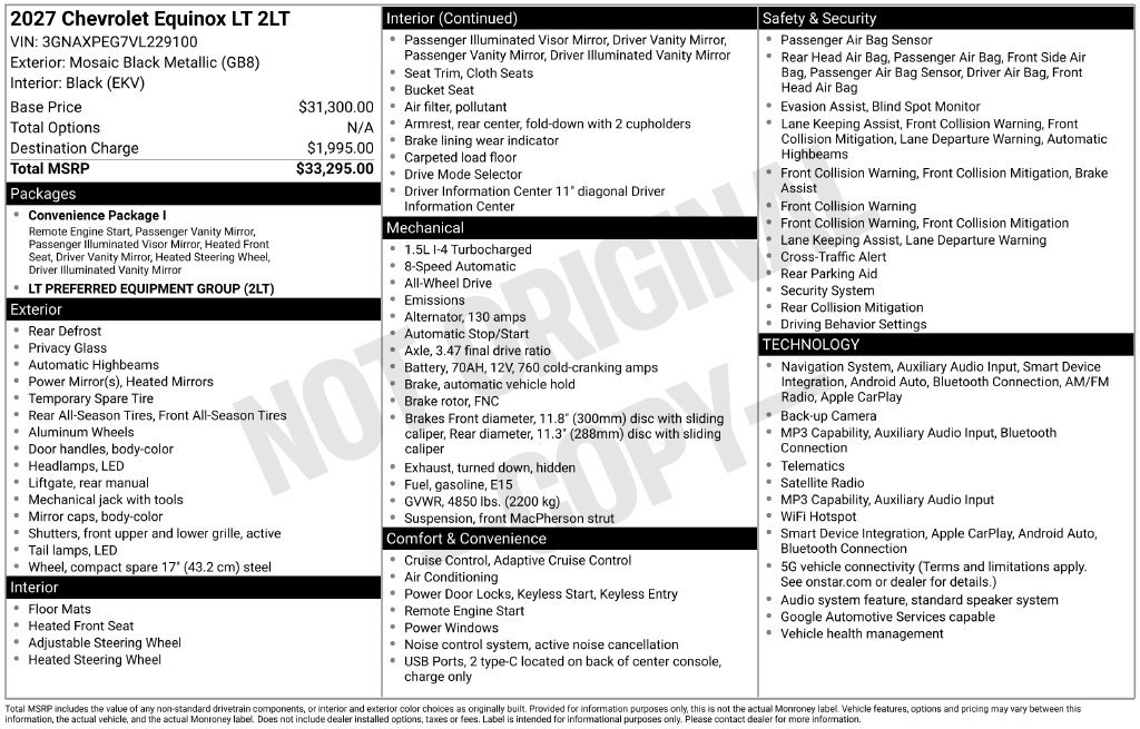 New 2027 Chevrolet Equinox LT AWD/4WD image 4