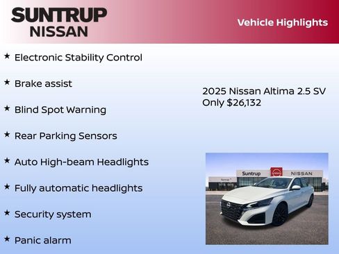 New 2025 Nissan Altima 2.5 SV w/ SV Special Edition Package image 30