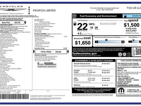 Used 2018 Chrysler Pacifica Limited image 5