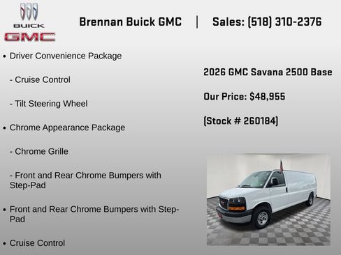 New 2026 GMC Savana 2500 Extended w/ Driver Convenience Package RWD image 6