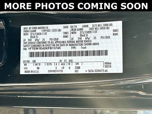 Used 2019 Ford F150 Platinum w/ Equipment Group 701A Luxury image 27