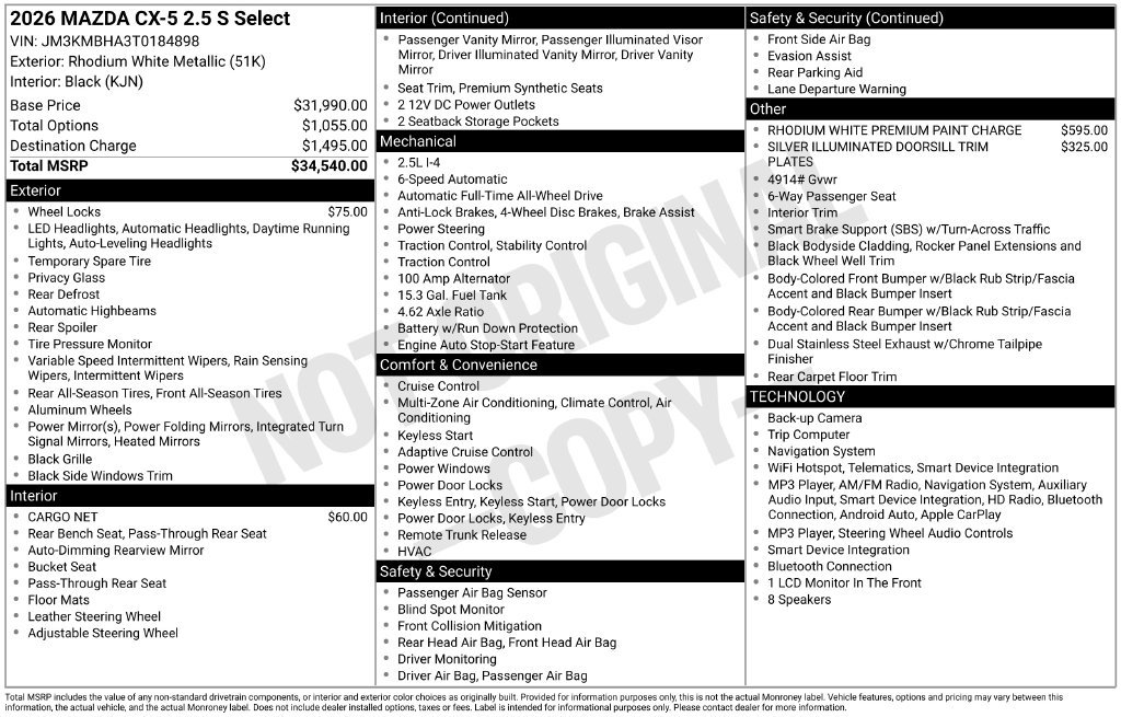New 2026 MAZDA CX-5 Select AWD/4WD image 6