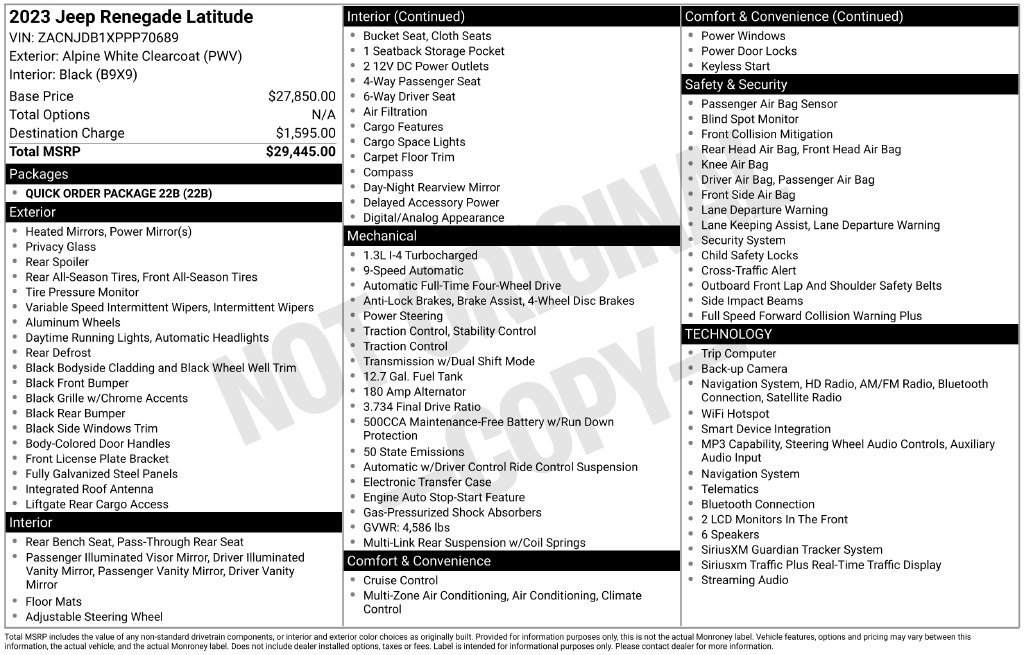 Used 2023 Jeep Renegade Latitude AWD/4WD image 8