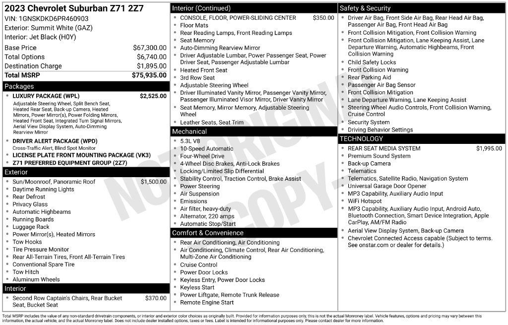 Certified 2023 Chevrolet Suburban Z71 w/ Luxury Package AWD/4WD image 5