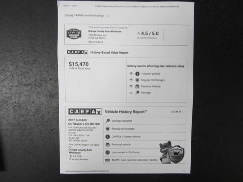 Used 2017 Subaru Outback 2.5i Limited image 40