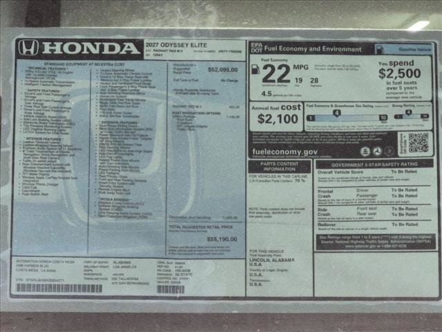 New 2027 Honda Odyssey Elite image 17