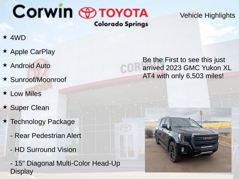 Used 2023 GMC Yukon XL AT4 w/ Technology Package image 4