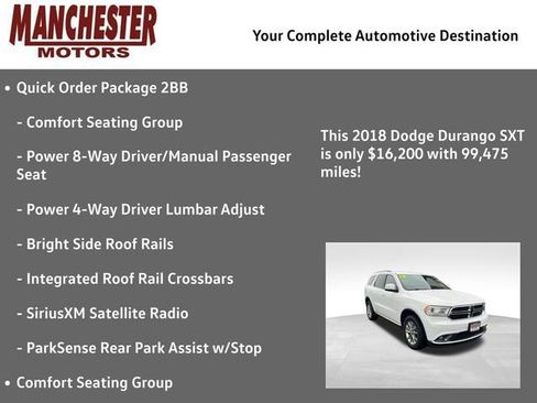 Used 2018 Dodge Durango SXT w/ Quick Order Package 2BB image 2
