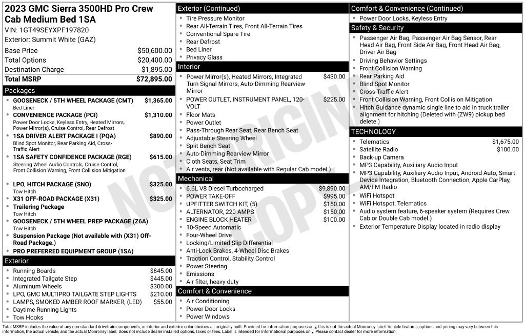 Used 2023 GMC Sierra 3500 Pro w/ Gooseneck/5TH Wheel Package AWD/4WD image 30