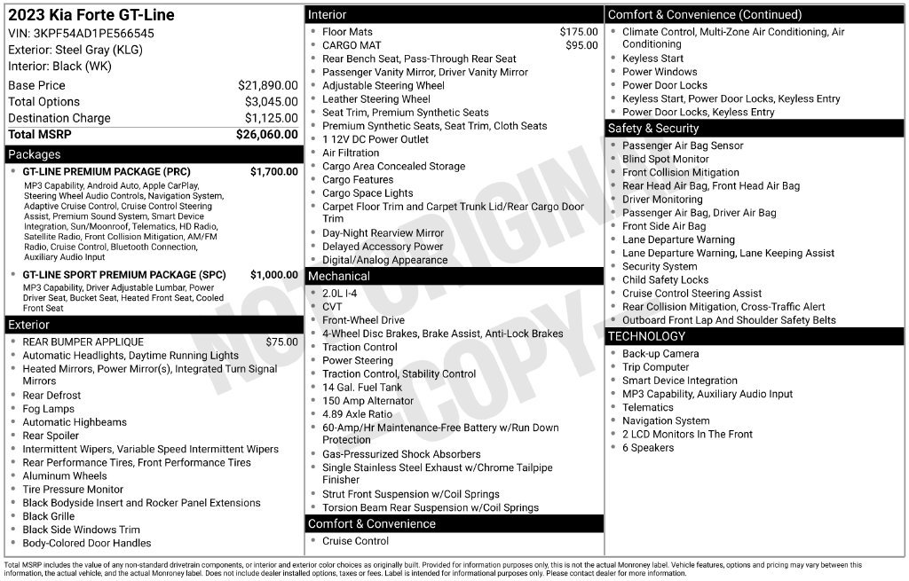 Used 2023 Kia Forte GT-Line w/ GT-Line Premium Package FWD image 3