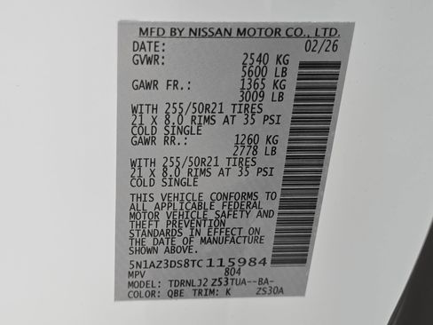 New 2026 Nissan Murano Platinum w/ Cargo Package image 36