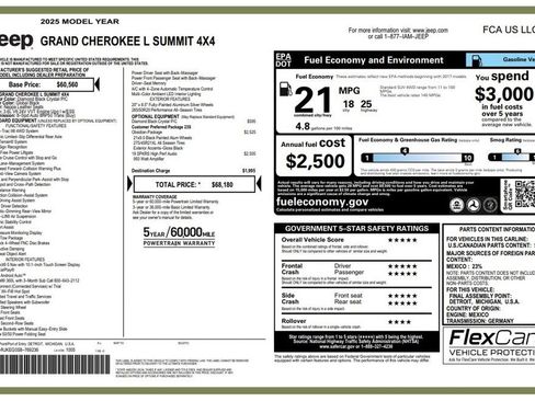 Used 2025 Jeep Grand Cherokee L Summit w/ Obsidian Package AWD/4WD image 4