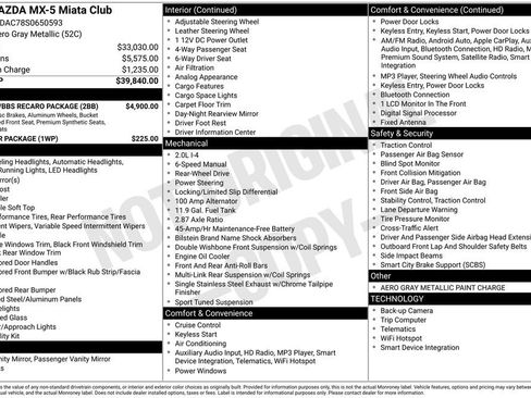 Certified 2025 MAZDA MX-5 Miata Club w/ Brembo/BBS Recaro Package image 4