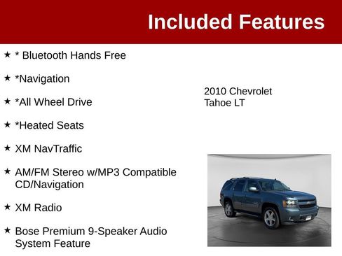 Used 2010 Chevrolet Tahoe LT w/ Luxury Package AWD/4WD image 3