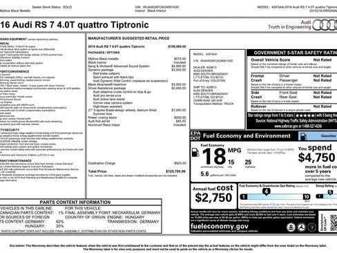 Used 2016 Audi RS 7 Prestige w/ RS 7 Dynamic Package image 3