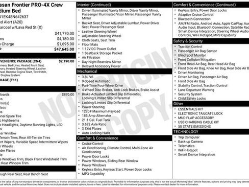 Used 2025 Nissan Frontier PRO-4X w/ Pro Convenience Package AWD/4WD image 14