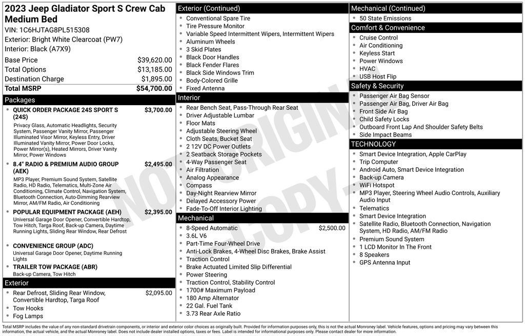 Used 2023 Jeep Gladiator Sport AWD/4WD image 6