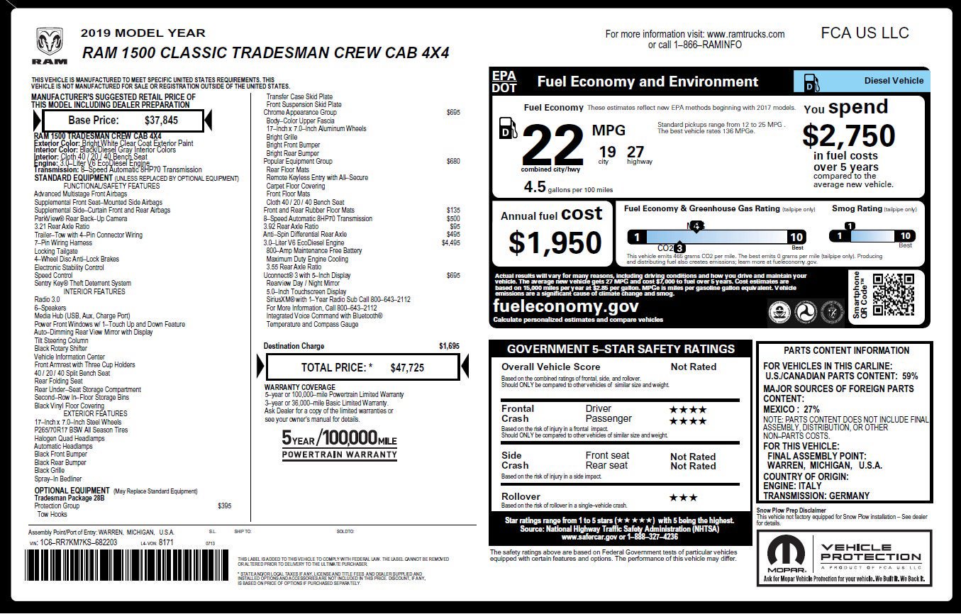 Used 2019 RAM 1500 Tradesman w/ Popular Equipment Group AWD/4WD image 3