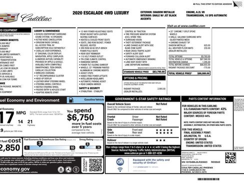 Used 2020 Cadillac Escalade Luxury w/ LPO, Radiant Package image 4