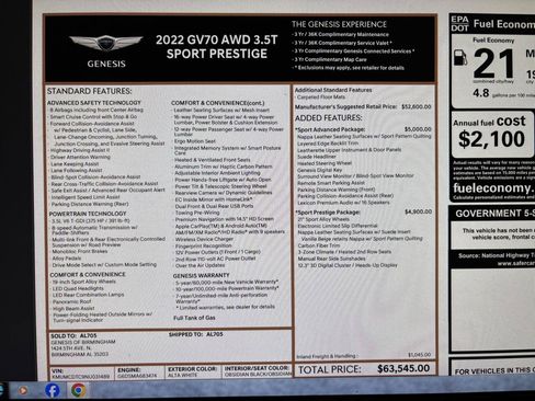 Used 2022 Genesis GV70 3.5T Sport w/ Sport Prestige Package AWD/4WD image 34