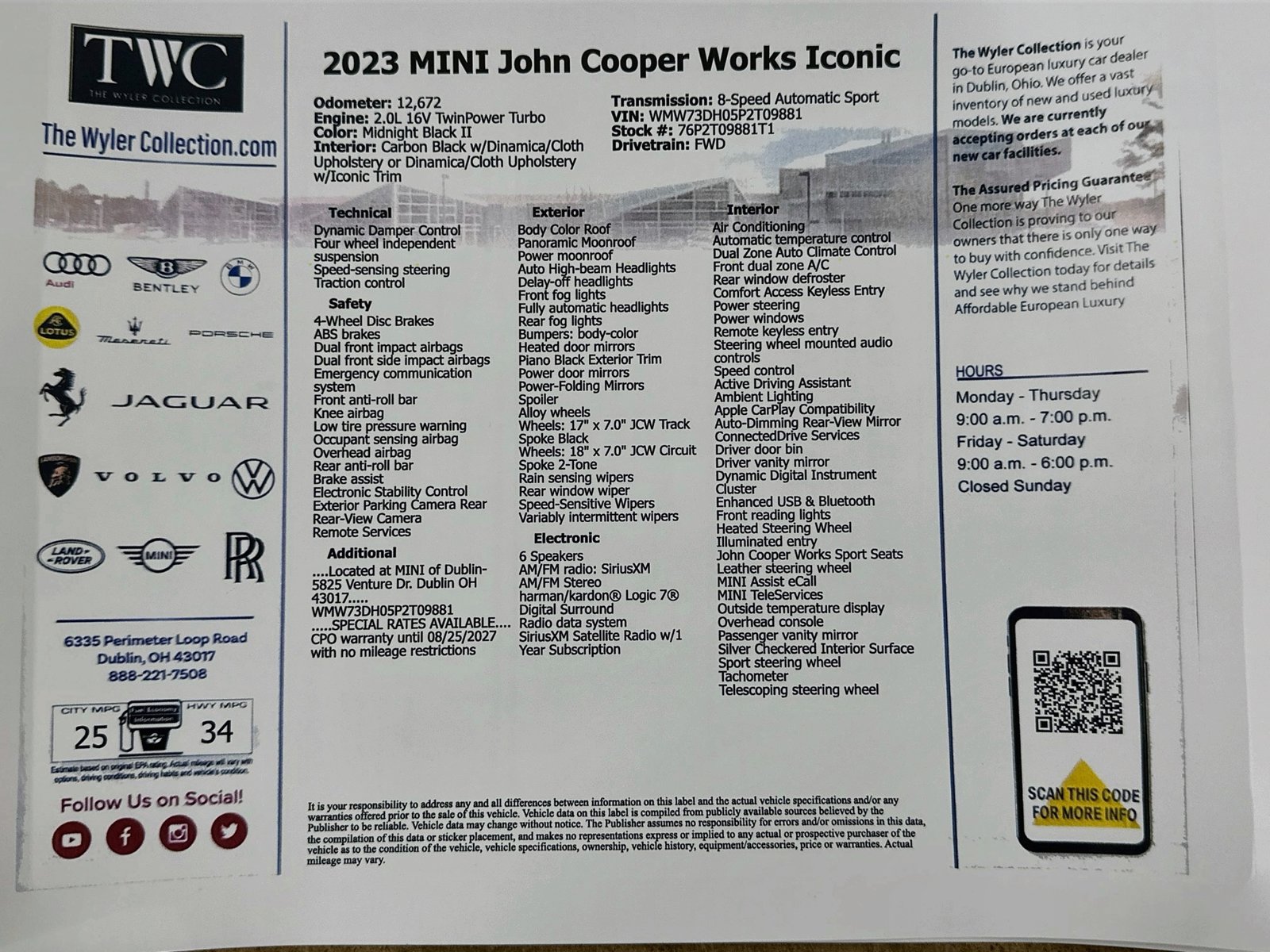 Certified 2023 MINI Cooper John Cooper Works FWD image 43