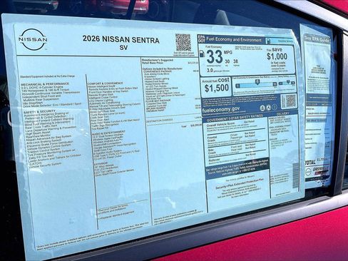 New 2026 Nissan Sentra SV w/ SV Convenience Package image 15