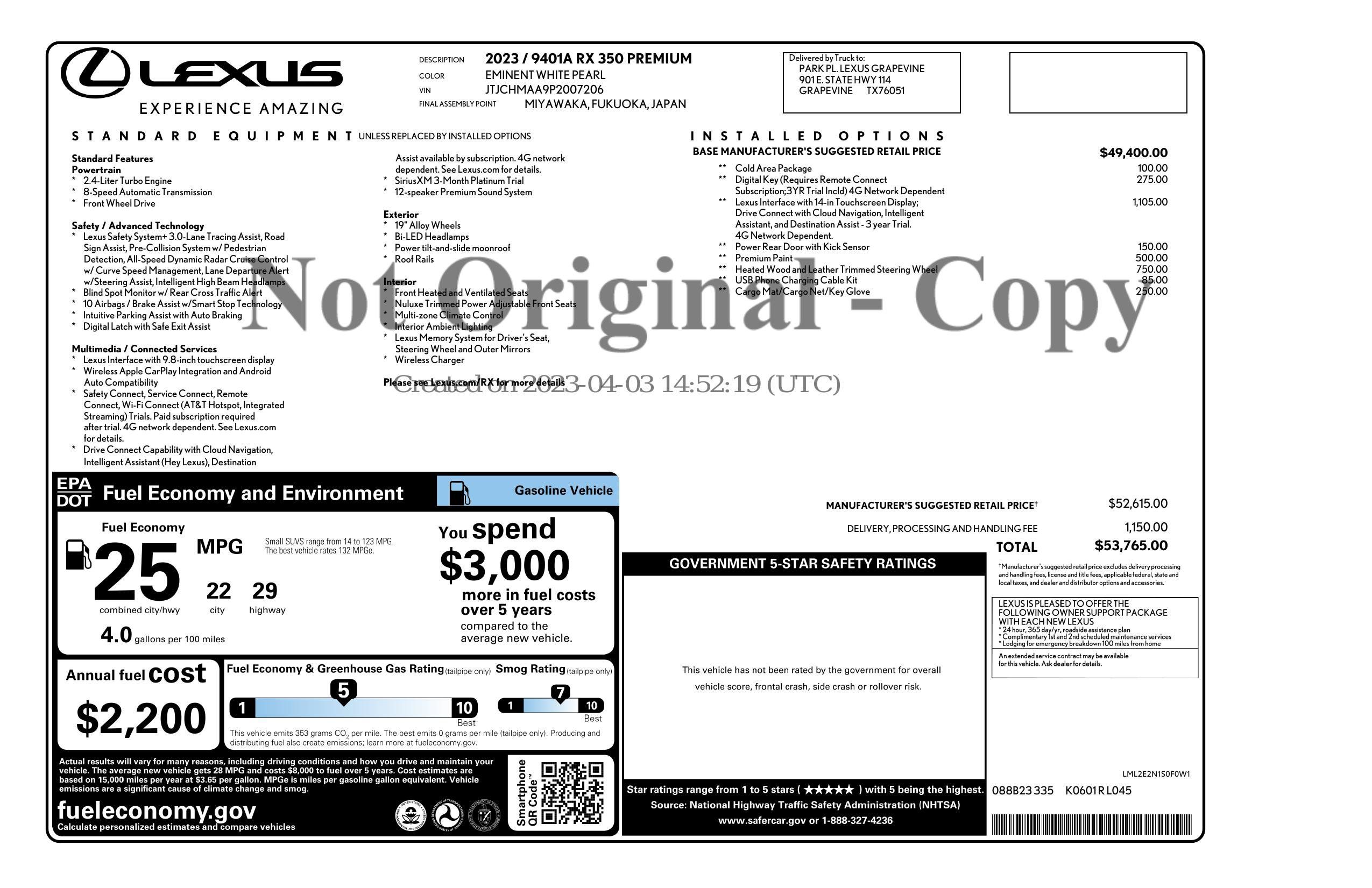 Used 2023 Lexus RX 350 Premium w/ Accessory Package (Z1) FWD image 3