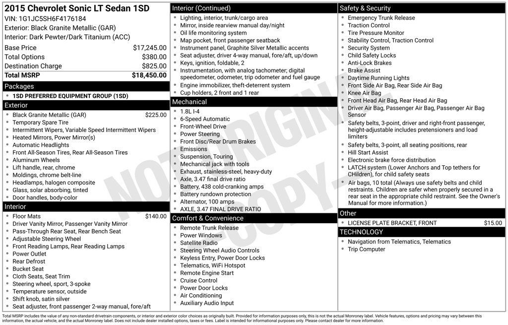 Used 2015 Chevrolet Sonic LT FWD image 32