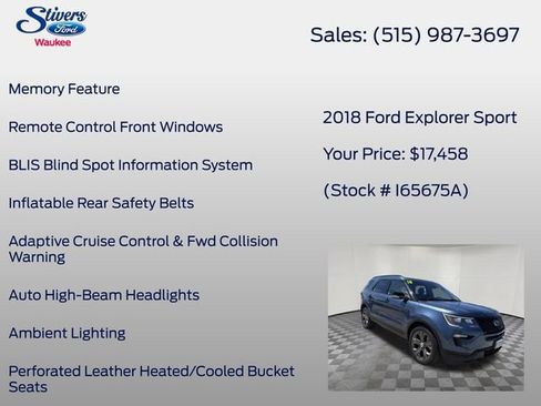 Used 2018 Ford Explorer Sport w/ Equipment Group 401A AWD/4WD image 28