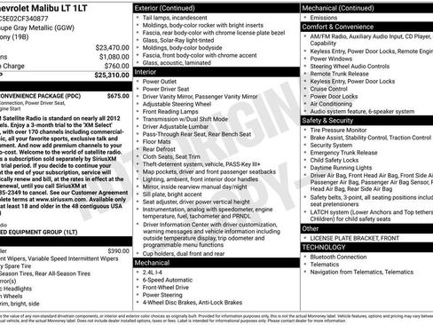 Used 2012 Chevrolet Malibu LT w/ Power Convenience Package FWD image 5