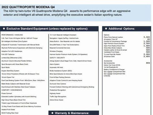 Certified 2022 Maserati Quattroporte Modena Q4 image 2