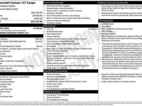 Used 2018 Chevrolet Camaro LT w/ RS Package RWD image 2